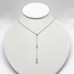 14k White Gold Diamond Necklace Lariat Cable Chain Stamped 585 18"